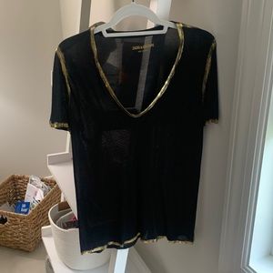 Zadig & Voltaire short sleeved shirt. Never worn. Sheer, but not see thru.